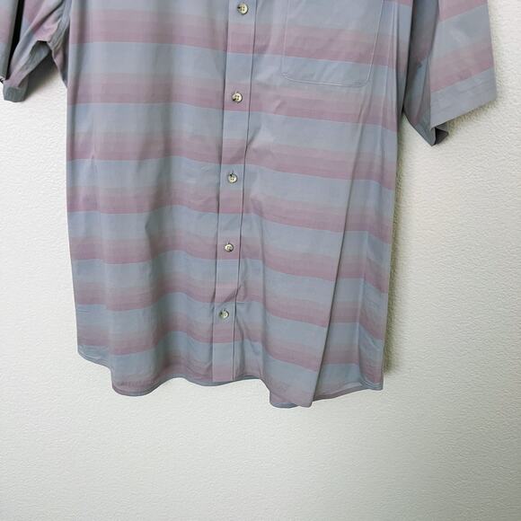 [Travis Mathew] Increments Blue Pink Striped Short Sleeve Button Down Shirt XL - Picture 7 of 13